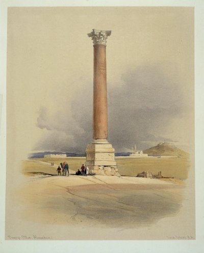 Pompeius#39; søyle i Alexandria (akvarell) av David Roberts