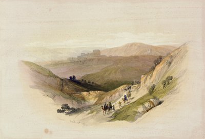 Ruinene av Semua, 16. mars 1839 fra bind 1 av 'Det hellige land'; gravert av Louis Haghe (1806-85) utgitt i London, 1842 av David Roberts