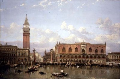 Dogepalasset, Venezia, fra Bacino di San Marco av David Roberts
