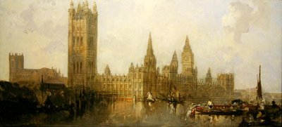 The Houses of Parliament (olje på lerret) av David Roberts