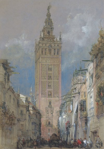 Det mauriske tårnet i Sevilla, kalt Giralda, Spania av David Roberts