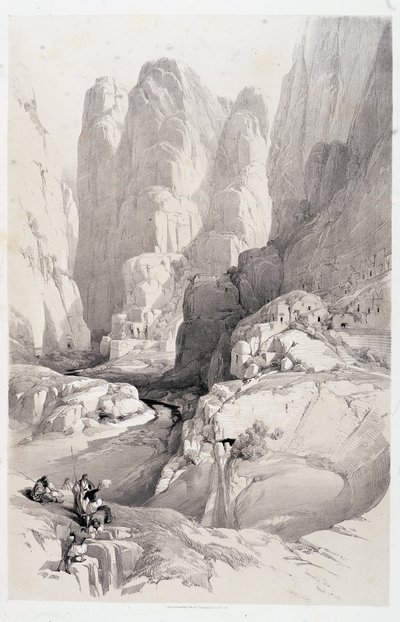 Teateret (inngangen til Petra), tegning laget 10/03/1839 i "The Holy Land"", London 1849 av David Roberts