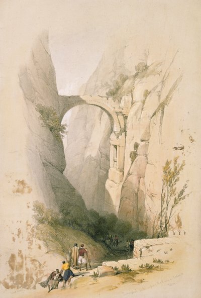Triumfbue som krysser ravinen som fører til Petra, plate 95 fra bind III av 