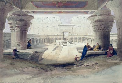 Utsikt fra under Portico of Temple of Edfou, Øvre Egypt, plate 32 fra bind I av Egypt og Nubia, gravert av Louis Haghe (1806-85) pub. 1846 av David Roberts