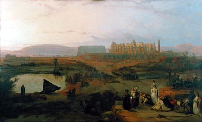 Utsikt over ruinene av Karnak-tempelet (olje på lerret) av David Roberts