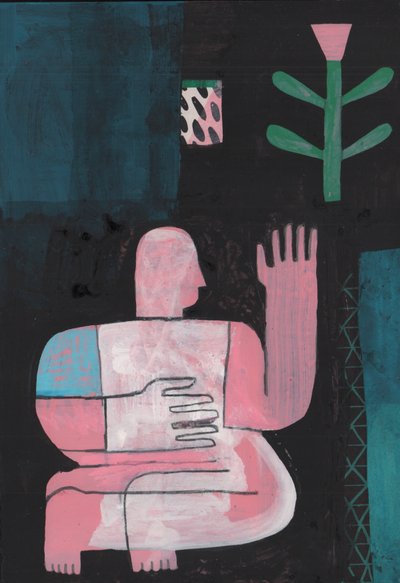 Black And Blue 1, 2023 (blandet maling på papir) av David Shillinglaw