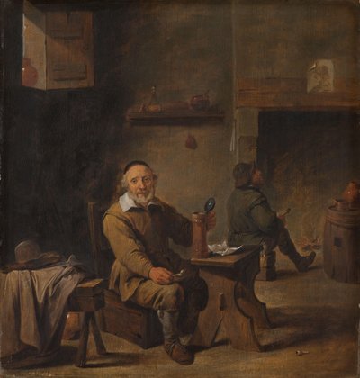 Eldre mann sitter i en taverna av David Teniers (II) (after)