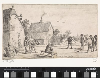 Bønder spiller boule Friluftssjangerscener (serietittel) av David Teniers (II)