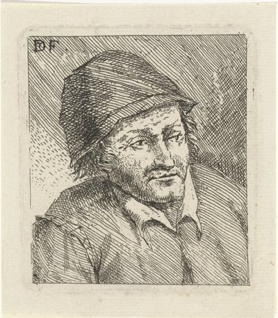 Byste av en mann med hatt til høyre av David Teniers (II)