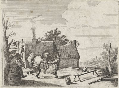 Dansende bønder til musikken til to musikere av David Teniers (II)