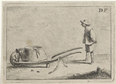 Mann ved en trillebår av David Teniers (II)