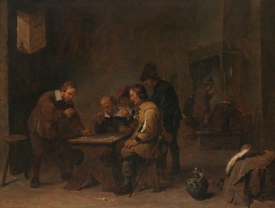 Gamblers menn terninger i en taverna av David Teniers (II)