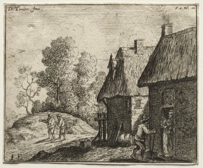 Bonde snakker med en kvinne av David Teniers