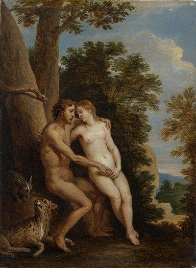 Adam og Eva i paradis, 1650-tallet. av David Teniers the Younger