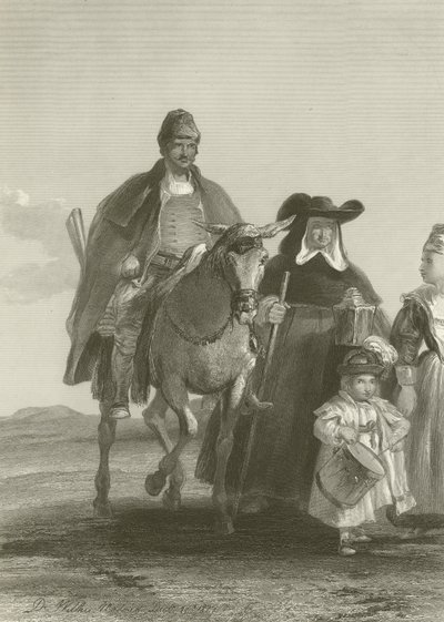Gruppe av figurer som kommer inn i Madrid av David Wilkie