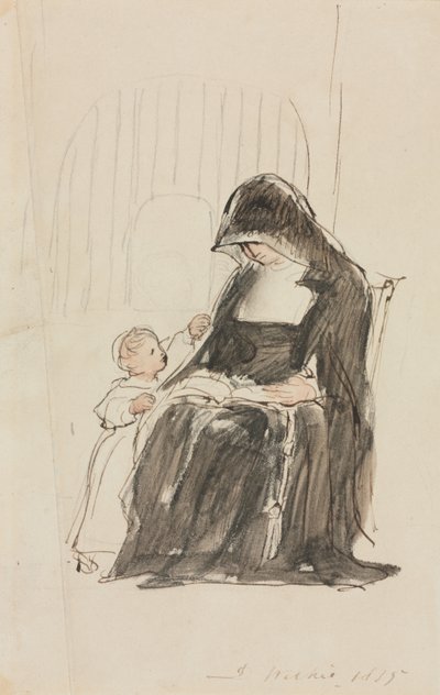 Nonne leser for et barn, 1835. av David Wilkie