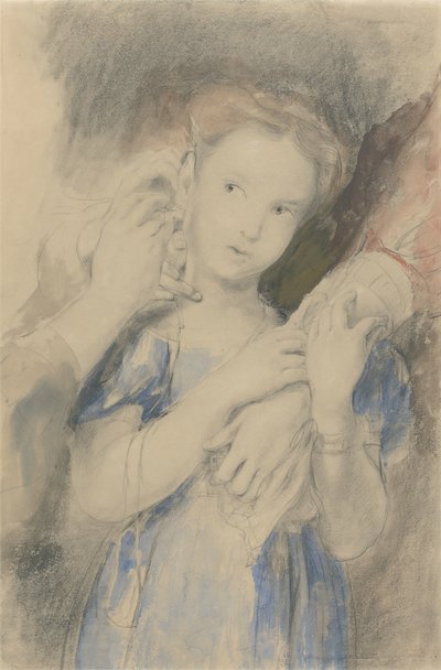 Studie for The First Ear Ring (wc, grafitt og kritt på papir) av David Wilkie