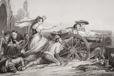 The Defense of Saragossa, 1808, fra "Illustrasjoner av engelsk og skotsk historie" bind II av David Wilkie