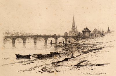 Perth Bridge (etsing) av David Young Cameron