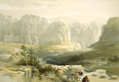 Petra ser sørover, 9. mars 1839, plate 106 fra bind III av Det hellige land, gravert av puben Louis Haghe (1806-85). 1849 av David after Roberts