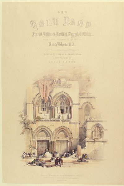 Tittelside fra bind I av Det hellige land, gravert av Louis Haghe (1806-85) utgitt i London, 1842 av David after Roberts