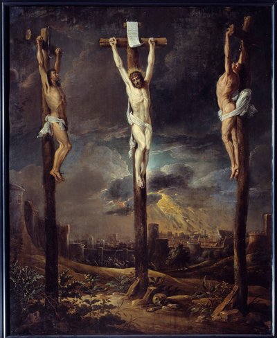 Le Calvary-maleri av David Teniers I Le Vieux (1582-1649) 1600-tallets søn. 0,86x0,69 m av David the Elder Teniers