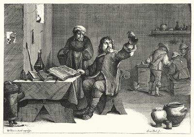 Urindoktoren (gravering) av David the Younger (after) Teniers
