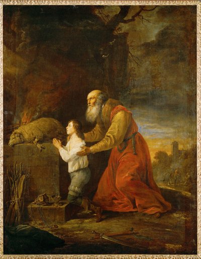 Abraham takker for at han hadde spart sønnen Isak av David the Younger Teniers