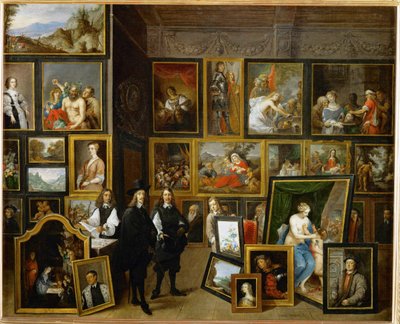 Erkehertug Leopold Wilhelm blant kunstverkene hans i erkehertugens galleri i Brussel av David the Younger Teniers