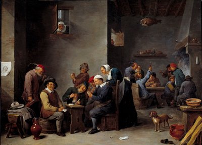 Kabaret interiør. Kortspillet. David Teniers II sa The Younger (1610 - 1690) Ec. Flamme. av David Teniers the Younger