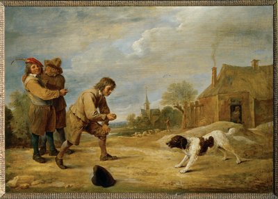 Bondegutt med hund av David the Younger Teniers