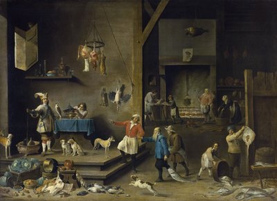 Kjøkken - David Teniers, den yngre (1610-1690). Olje på lerret av David Teniers the Younger