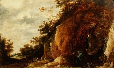 Landskap med reisende (en av et par) av David Teniers the Younger