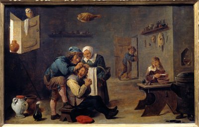 Medisin: "" Den kirurgiske operasjonen"" Maleri av David Teniers II den unge (1610-1690) (ec.flam.) Søn. 0,33x0,25 m Madrid, Prado-museet av David Teniers the Younger