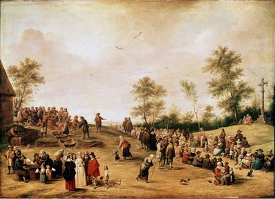 Bondefest eller Cauldron Party nær Antwerpen Maleri av David Teniers den unge (1610-1690) 1643 Søn. 90x125 cm London, Nasjonalgalleriet av David Teniers the Younger