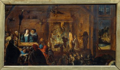 Sabbatsscene. Maleri av David II Teniers kalt The Young (1610-1690) Ec. Flam. av David Teniers the Younger