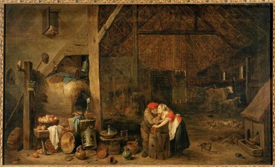 Den gamle mannen og tjenestepiken av David the Younger Teniers