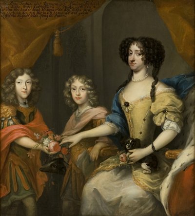 Anna Sofia, prinsesse av Danmark, kurfyrste av Sachsen, med sønnene Johann Georg og Friedrich August, ca. 1680 av David von Krafft