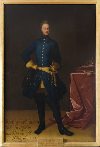 Charles XII, roi de Suede - Portrett av kong Charles XII av Sverige (1682-1718), av Krafft, David, von (1655-1724). Olje på lerret. Mål: 249x165 cm. Nationalmuseum Stockholm av David von Krafft