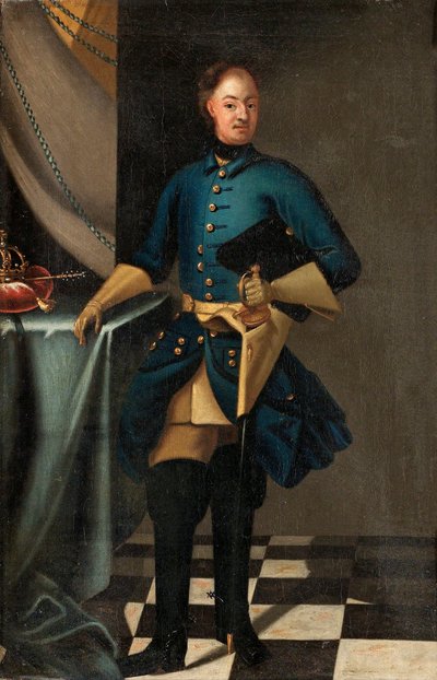 Portrett av kong Karl XII av Sverige (1682-1718) - Maleri av David von Krafft (1655-1724), olje på lerret, ca. 1716, 46,5x30,5 cm - Portrett av kong Karl XII av Sverige, Olje på lerret av David von Krafft - Privat samling av David von Krafft