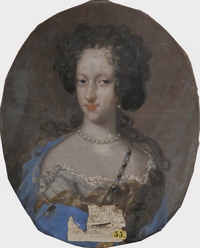 Sophie Amalie av Schleswig Holstein Gottorp, prinsesse dano norvegienne - Portrett av prinsesse Sophie Amalie av Holstein-Gottorp (1670-1710), hertuginne av Brunswick-Lueneburg, av Krafft, David, von (1655-1724). Olje på lerret. Mål: 69x56 cm. nasjonalm av David von Krafft