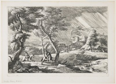 Plate VII, fra et sett med landskap, 1743 av Davide Antonio Fossati