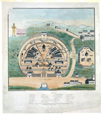 En representasjon av massakren på amerikanske fanger i Dartmoor Prison, 6. april av DeWitt C. Hitchcock