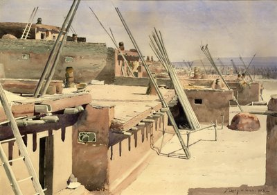 Gate i Pueblo of Zuni, New Mexico, 1888. av De Lancey Gill