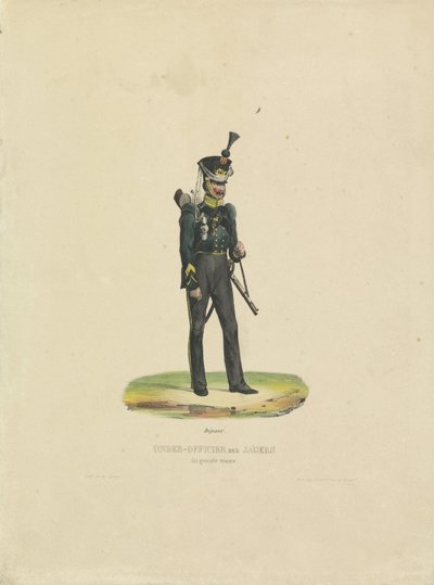 Jeger i flott uniform, 1820-1825 NCO i flott uniform (tittel på objekt) av De la Cour