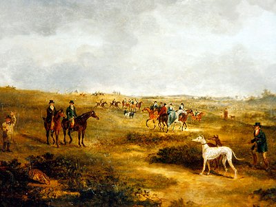 Hare coursing (olje på panel) (se 451920 for par) av Dean I Wolstenholme