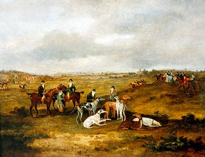 Hare coursing (olje på panel) (se 451921 for par) av Dean I Wolstenholme