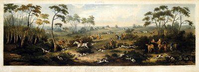 Revejakt, plate 1, gravert av Thomas Sutherland (1785-1838) 1817 (farge litho) av Dean Snr. (after) Wolstenholme