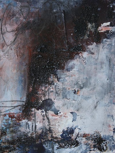 Mørk, strukturert abstrakt kunst av Deb Chaney