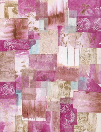 Strukturert rosa collage av Deb Chaney